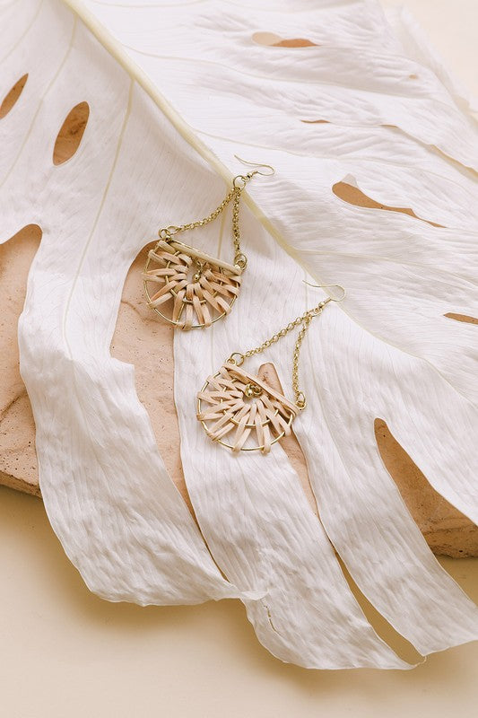 Woven Rattan Drop Chain Hook Earring-Leto Accessories-[option4]-[option5]-[option6]-[option7]-[option8]-Shop-Boutique-Clothing-for-Women-Online