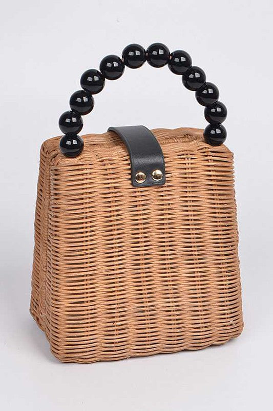Beads Handle Straw Structure Clutch Swing Bag-Artini Accessories-[option4]-[option5]-[option6]-[option7]-[option8]-Shop-Boutique-Clothing-for-Women-Online