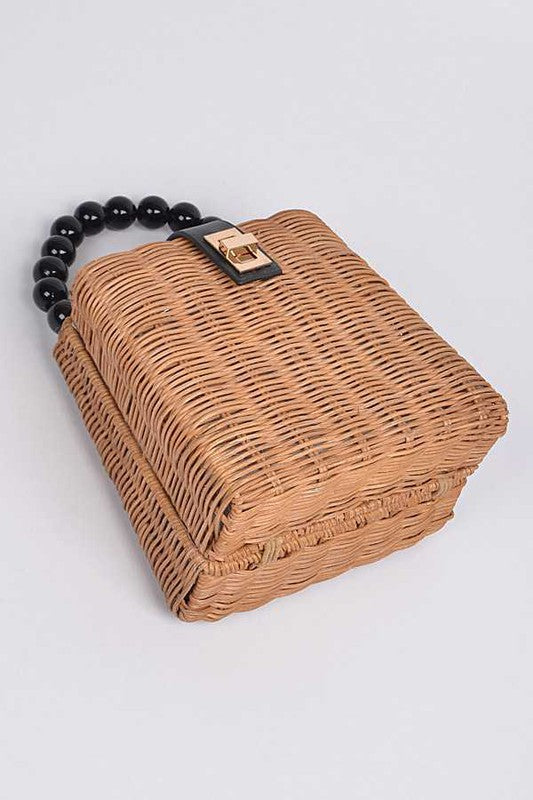 Beads Handle Straw Structure Clutch Swing Bag-Artini Accessories-[option4]-[option5]-[option6]-[option7]-[option8]-Shop-Boutique-Clothing-for-Women-Online