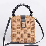 Beads Handle Straw Structure Clutch Swing Bag-Artini Accessories-[option4]-[option5]-[option6]-[option7]-[option8]-Shop-Boutique-Clothing-for-Women-Online