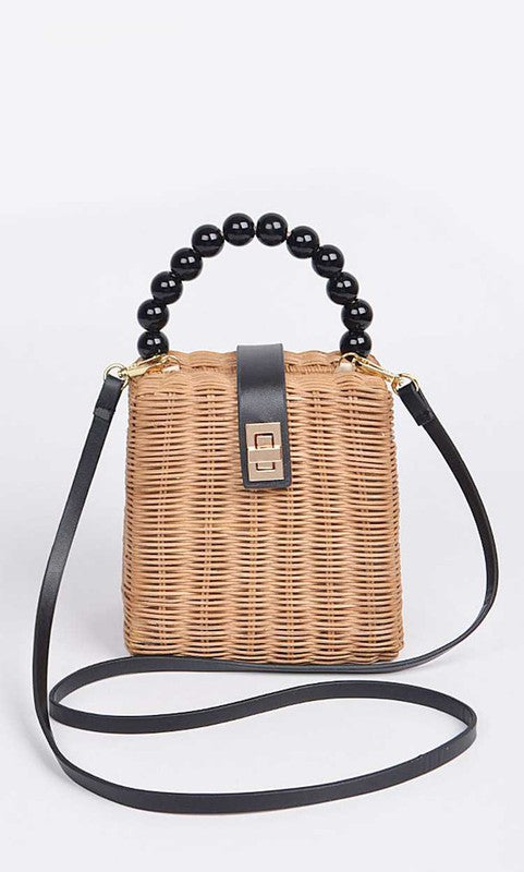 Beads Handle Straw Structure Clutch Swing Bag-Artini Accessories-[option4]-[option5]-[option6]-[option7]-[option8]-Shop-Boutique-Clothing-for-Women-Online