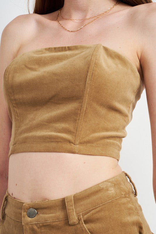 COURDUROY BUSTIER TUBE TOP-Emory Park-[option4]-[option5]-[option6]-[option7]-[option8]-Shop-Boutique-Clothing-for-Women-Online