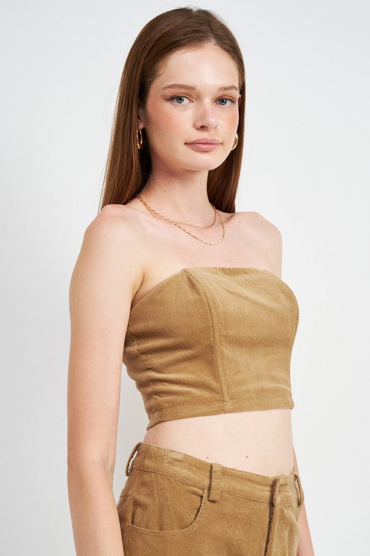 COURDUROY BUSTIER TUBE TOP-Emory Park-[option4]-[option5]-[option6]-[option7]-[option8]-Shop-Boutique-Clothing-for-Women-Online
