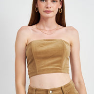 COURDUROY BUSTIER TUBE TOP-Emory Park-BROWN-S-[option4]-[option5]-[option6]-[option7]-[option8]-Shop-Boutique-Clothing-for-Women-Online