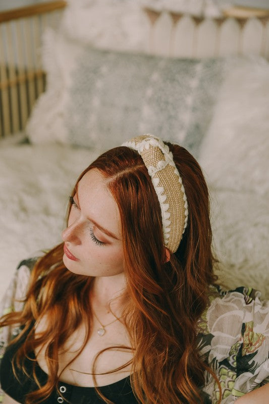 Topknot Checker Crochet Headband-Leto Accessories-Tan-Default-[option4]-[option5]-[option6]-[option7]-[option8]-Shop-Boutique-Clothing-for-Women-Online