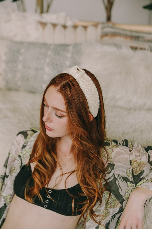 Topknot Checker Crochet Headband-Leto Accessories-Natural-Default-[option4]-[option5]-[option6]-[option7]-[option8]-Shop-Boutique-Clothing-for-Women-Online