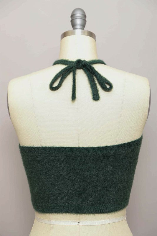 Fuzzy Sweater Halter Cropped Top-Leto Accessories-[option4]-[option5]-[option6]-[option7]-[option8]-Shop-Boutique-Clothing-for-Women-Online