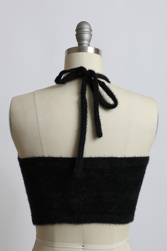 Fuzzy Sweater Halter Cropped Top-Leto Accessories-[option4]-[option5]-[option6]-[option7]-[option8]-Shop-Boutique-Clothing-for-Women-Online