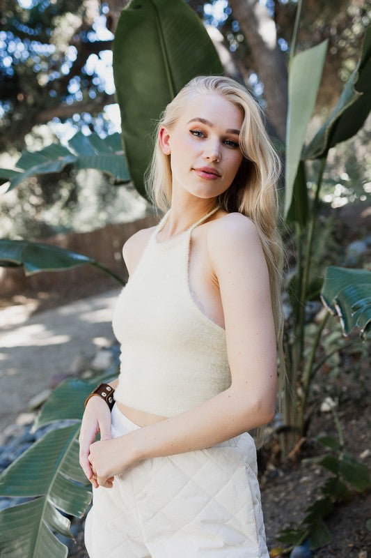 Fuzzy Sweater Halter Cropped Top-Leto Accessories-[option4]-[option5]-[option6]-[option7]-[option8]-Shop-Boutique-Clothing-for-Women-Online