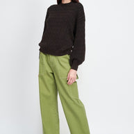 CABLE KNIT TOP WITH BUBBLE SLEEVES-Emory Park-[option4]-[option5]-[option6]-[option7]-[option8]-Shop-Boutique-Clothing-for-Women-Online