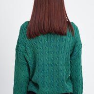 CABLE KNIT TOP WITH BUBBLE SLEEVES-Emory Park-[option4]-[option5]-[option6]-[option7]-[option8]-Shop-Boutique-Clothing-for-Women-Online