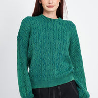 CABLE KNIT TOP WITH BUBBLE SLEEVES-Emory Park-[option4]-[option5]-[option6]-[option7]-[option8]-Shop-Boutique-Clothing-for-Women-Online