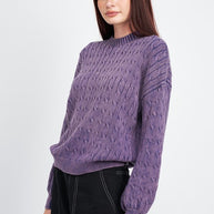 CABLE KNIT TOP WITH BUBBLE SLEEVES-Emory Park-[option4]-[option5]-[option6]-[option7]-[option8]-Shop-Boutique-Clothing-for-Women-Online