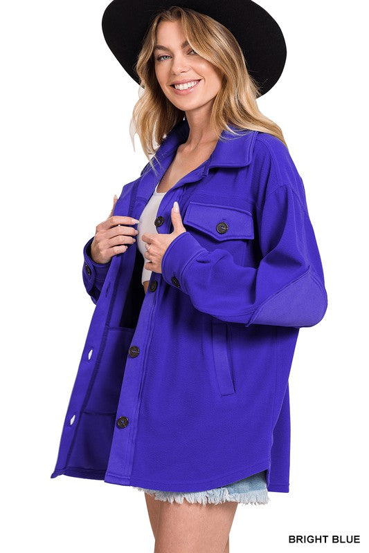 Zenana Oversized Basic Fleece Shacket-ZENANA-BRIGHT BLUE-S-[option4]-[option5]-[option6]-[option7]-[option8]-Shop-Boutique-Clothing-for-Women-Online