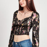 FLORAL CROPPED TOP WITH SMOCKING-Emory Park-[option4]-[option5]-[option6]-[option7]-[option8]-Shop-Boutique-Clothing-for-Women-Online