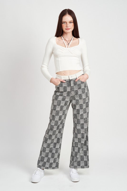 PLAID WIDE LEG PANTS-Emory Park-[option4]-[option5]-[option6]-[option7]-[option8]-Shop-Boutique-Clothing-for-Women-Online