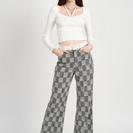 PLAID WIDE LEG PANTS-Emory Park-[option4]-[option5]-[option6]-[option7]-[option8]-Shop-Boutique-Clothing-for-Women-Online