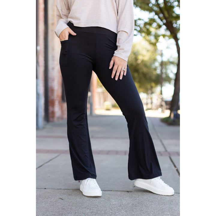 The Vanessa - 27" Black Bootcut Leggings-JuliaRoseWholesale-[option4]-[option5]-[option6]-[option7]-[option8]-Shop-Boutique-Clothing-for-Women-Online