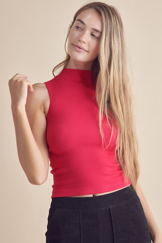 Always Classy Ribbed Mock Neck Tank-Yelete-[option4]-[option5]-[option6]-[option7]-[option8]-Shop-Boutique-Clothing-for-Women-Online