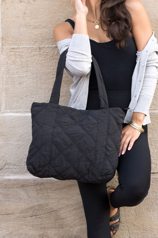 Quilted Tote-Aili's Corner-Black-OneSize-[option4]-[option5]-[option6]-[option7]-[option8]-Shop-Boutique-Clothing-for-Women-Online