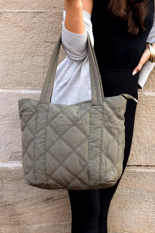 Quilted Tote-Aili's Corner-Olive-OneSize-[option4]-[option5]-[option6]-[option7]-[option8]-Shop-Boutique-Clothing-for-Women-Online