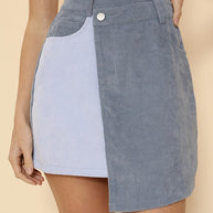 Corduroy two tone skirt-Miss Sparkling-Blue Multi-S-[option4]-[option5]-[option6]-[option7]-[option8]-Shop-Boutique-Clothing-for-Women-Online