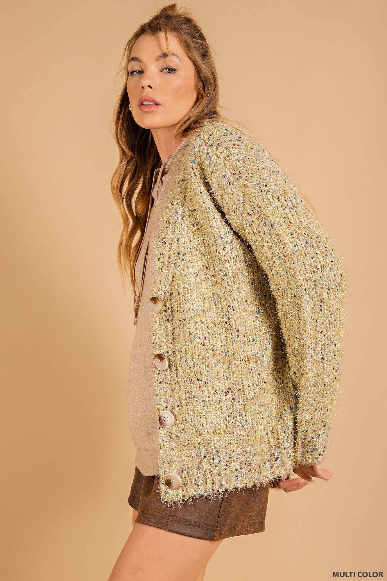 Gold shimmer cardigan best sale