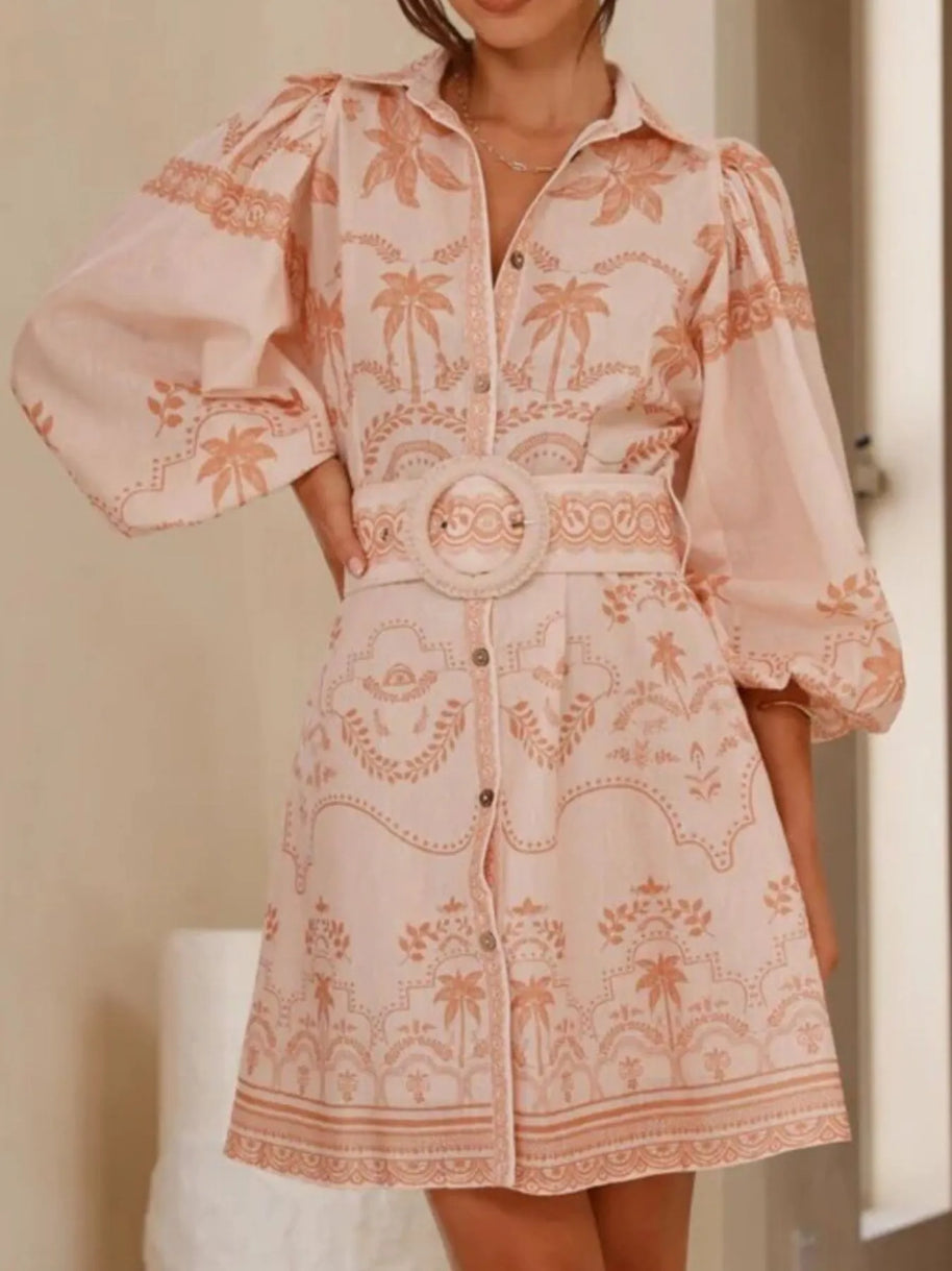 Printed Button Down Shirt Dress with Belt-Dresses-Trendsi-[option4]-[option5]-[option6]-[option7]-[option8]-Shop-Boutique-Clothing-for-Women-Online