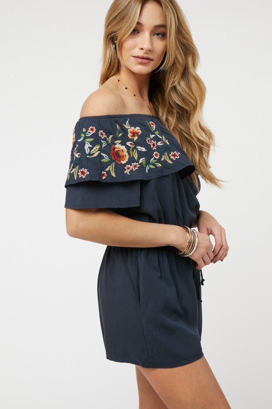 FLORAL EMBROIDERED OFF SHOULDER ROMPER-Davi & Dani-[option4]-[option5]-[option6]-[option7]-[option8]-Shop-Boutique-Clothing-for-Women-Online