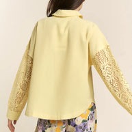 J.NNA Button Down Lace Long Sleeve Waffle Shirt-Blouses-Trendsi-[option4]-[option5]-[option6]-[option7]-[option8]-Shop-Boutique-Clothing-for-Women-Online