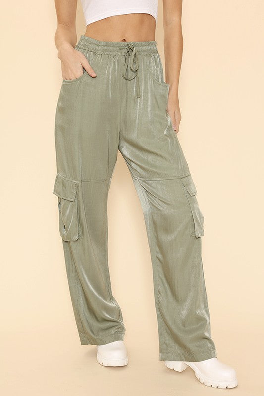 Satin wide leg cargo pants-Miss Sparkling-[option4]-[option5]-[option6]-[option7]-[option8]-Shop-Boutique-Clothing-for-Women-Online