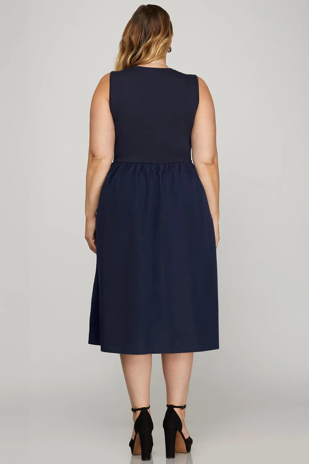 She + Sky Full Size Sleeveless Poplin Woven Midi Dress with Pockets-Dresses-Trendsi-[option4]-[option5]-[option6]-[option7]-[option8]-Shop-Boutique-Clothing-for-Women-Online