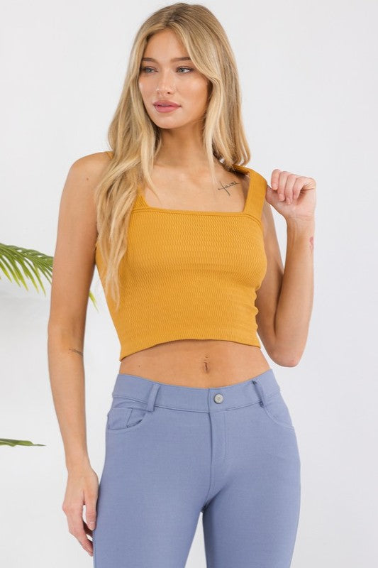 Seamless Textured Crop Tank-Yelete-[option4]-[option5]-[option6]-[option7]-[option8]-Shop-Boutique-Clothing-for-Women-Online