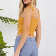 Seamless Textured Crop Tank-Yelete-[option4]-[option5]-[option6]-[option7]-[option8]-Shop-Boutique-Clothing-for-Women-Online