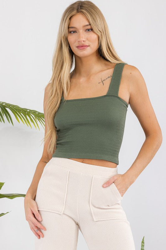 Seamless Textured Crop Tank-Yelete-[option4]-[option5]-[option6]-[option7]-[option8]-Shop-Boutique-Clothing-for-Women-Online
