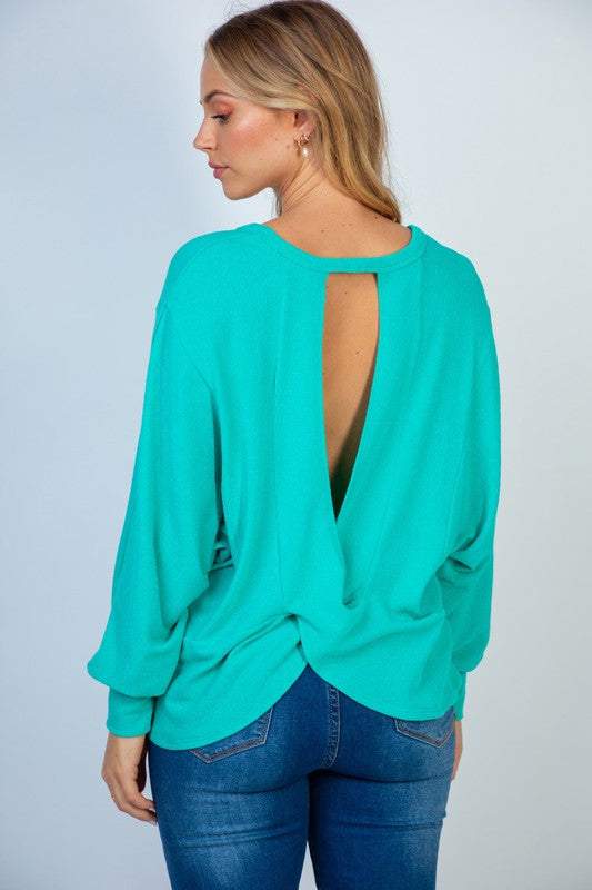 Gauze Knit Top with Cross Over Back in Seafoam-Womens-Ave Shops-[option4]-[option5]-[option6]-[option7]-[option8]-Shop-Boutique-Clothing-for-Women-Online