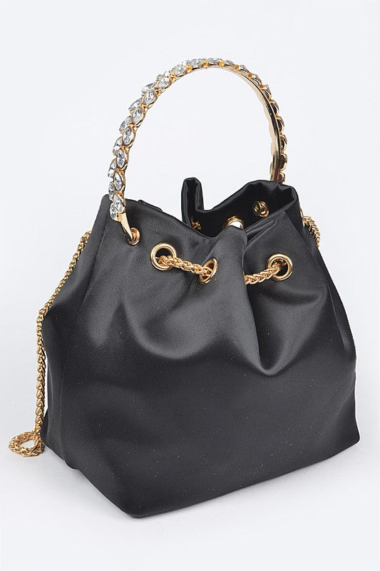 Satin Top Handle Bucket Clutch Bag-Artini Accessories-[option4]-[option5]-[option6]-[option7]-[option8]-Shop-Boutique-Clothing-for-Women-Online