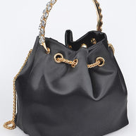 Satin Top Handle Bucket Clutch Bag-Artini Accessories-[option4]-[option5]-[option6]-[option7]-[option8]-Shop-Boutique-Clothing-for-Women-Online