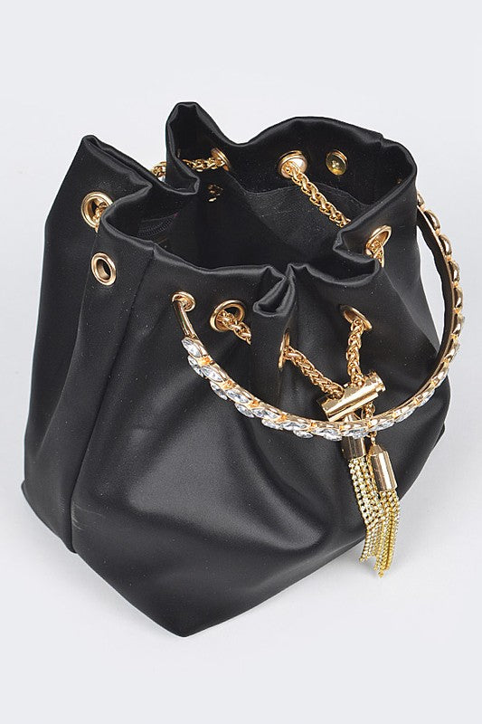 Satin Top Handle Bucket Clutch Bag-Artini Accessories-[option4]-[option5]-[option6]-[option7]-[option8]-Shop-Boutique-Clothing-for-Women-Online