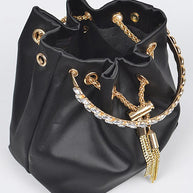 Satin Top Handle Bucket Clutch Bag-Artini Accessories-[option4]-[option5]-[option6]-[option7]-[option8]-Shop-Boutique-Clothing-for-Women-Online