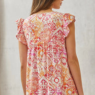 Babydoll Print Top with Floral Embroidery-Tops-Ave Shops-[option4]-[option5]-[option6]-[option7]-[option8]-Shop-Boutique-Clothing-for-Women-Online