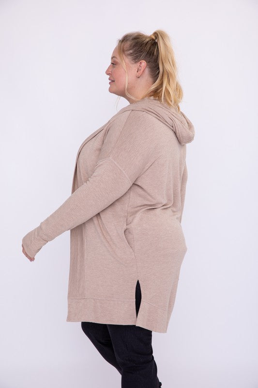 Mono B CURVY Longline Hooded Cardigan with Pockets – The Bee Chic