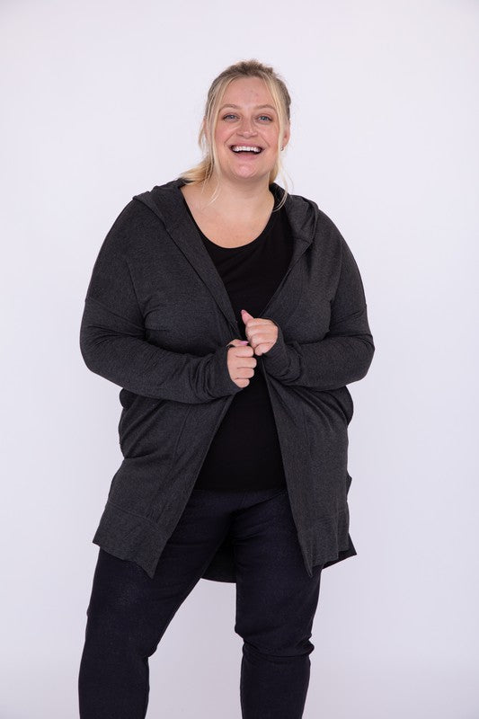 Mono B CURVY Longline Hooded Cardigan with Pockets-Mono B-Black-1XL-[option4]-[option5]-[option6]-[option7]-[option8]-Shop-Boutique-Clothing-for-Women-Online