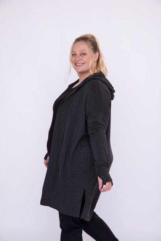 Mono B CURVY Longline Hooded Cardigan with Pockets-Mono B-[option4]-[option5]-[option6]-[option7]-[option8]-Shop-Boutique-Clothing-for-Women-Online