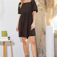 Spagetti Tie Back Puff Sleeve Woven Dress-Orange Farm Clothing-[option4]-[option5]-[option6]-[option7]-[option8]-Shop-Boutique-Clothing-for-Women-Online