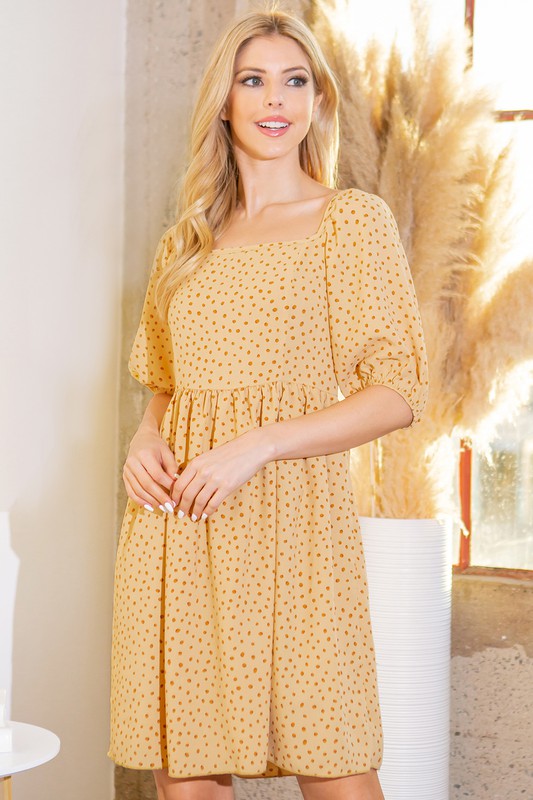 Spagetti Tie Back Puff Sleeve Woven Dress-Orange Farm Clothing-[option4]-[option5]-[option6]-[option7]-[option8]-Shop-Boutique-Clothing-for-Women-Online