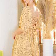 Spagetti Tie Back Puff Sleeve Woven Dress-Orange Farm Clothing-[option4]-[option5]-[option6]-[option7]-[option8]-Shop-Boutique-Clothing-for-Women-Online
