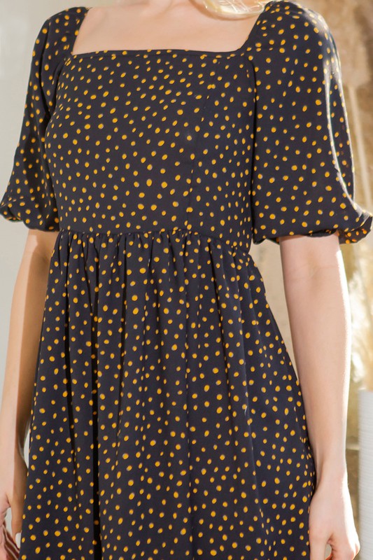 Spagetti Tie Back Puff Sleeve Woven Dress-Orange Farm Clothing-[option4]-[option5]-[option6]-[option7]-[option8]-Shop-Boutique-Clothing-for-Women-Online