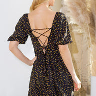 Spagetti Tie Back Puff Sleeve Woven Dress-Orange Farm Clothing-[option4]-[option5]-[option6]-[option7]-[option8]-Shop-Boutique-Clothing-for-Women-Online