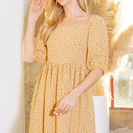 Spagetti Tie Back Puff Sleeve Woven Dress-Orange Farm Clothing-[option4]-[option5]-[option6]-[option7]-[option8]-Shop-Boutique-Clothing-for-Women-Online